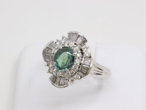 Pt900 アレキサンドライト 1.1ct ダイヤ 0.81ct リング 7.7g