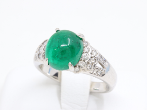Pt900 エメラルド E3.4ct ダイヤ D0.31ct リング 8.3g