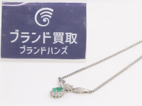 PT850 エメラルドダイヤネックレス E0.55ct D0.47ct 11.2g