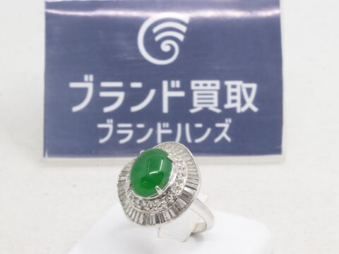Pt900 翡翠 ダイヤリング D1.66ct 10.6g