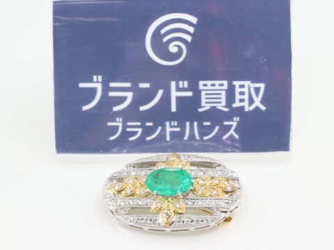エメラルド 2.78ct D0.93ct ブローチ