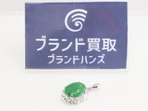 Pt900 翡翠トップ 4.707 D0.09ct 4.8g