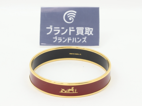 エルメス エマイユ 七宝焼き ボルドー ゴールド