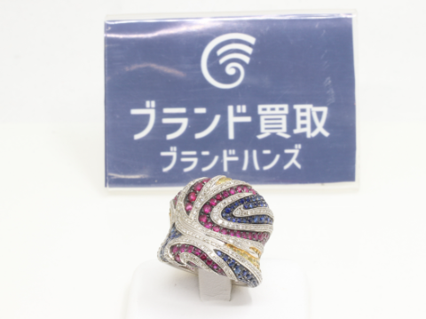 ルビー サファイア 2.56ct D0.67ct リング 中古美品