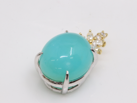 ブルーオパール 9.15ct 0.22ct ネックレストップ