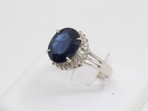 サファイア 3.0ct 0.35ct Pt900 リング