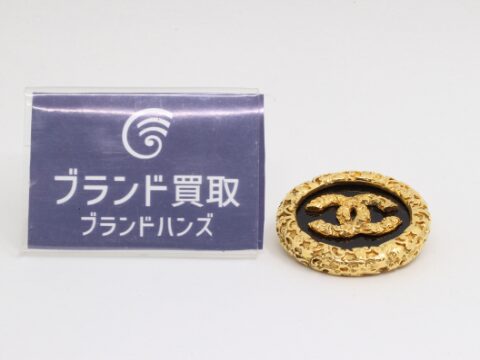 シャネル ココマーク 溶岩 オニキス ブローチ 93A