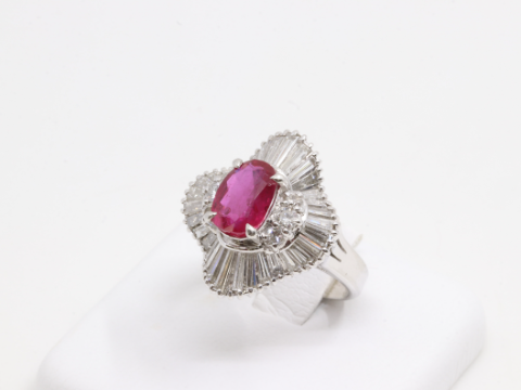 Pt900 ルビー ダイヤリング 2.00ct