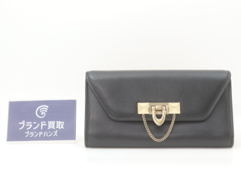 ヴァレンティノ 二つ折り長財布 チェーン レザー ブラック