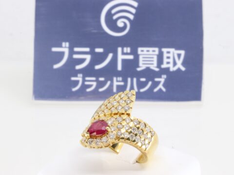 K18 ルビー メレダイヤ リング R0.81ct D1.34ct