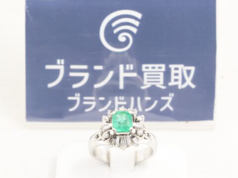 PT900 エメラルド ダイヤ E0.87ct D0.57ct リング
