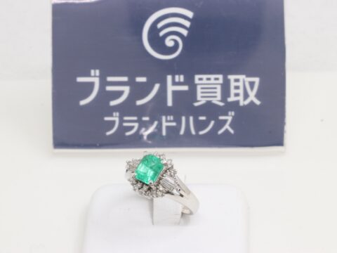 エメラルド pt900 ダイヤ E0.99ct D0.33ct リング