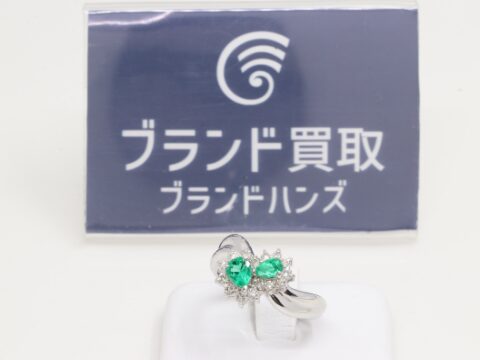 エメラルド ダイヤモンド PT900 D0.27ct E0.51ct リング