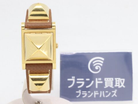 エルメス メドール GP レザー QZ ゴールド ブラウン