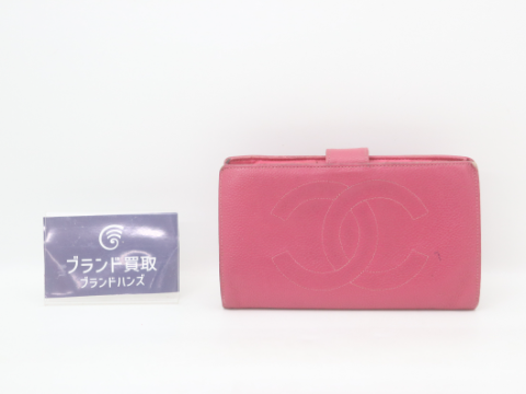 シャネル キャビアスキン 二つ折り財布