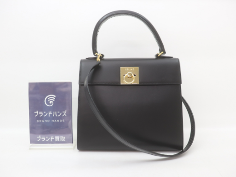 セリーヌ トップハンドル 2WAYバッグ レザー ブラック