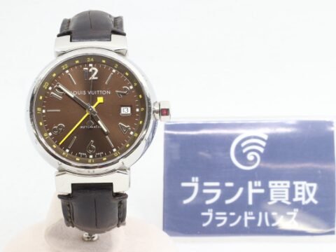 ルイヴィトン タンブール Q1131 ブラウン文字盤 SS×レザー 自動巻き