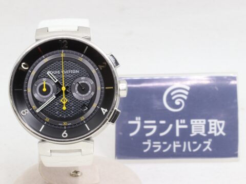 ルイヴィトン タンブール Q8D40Z 黒文字盤 SS×ラバー AT