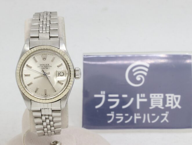 ロレックス オイスターパーペチュアルデイト 6917 シルバー文字盤 SS×WG 自動巻き