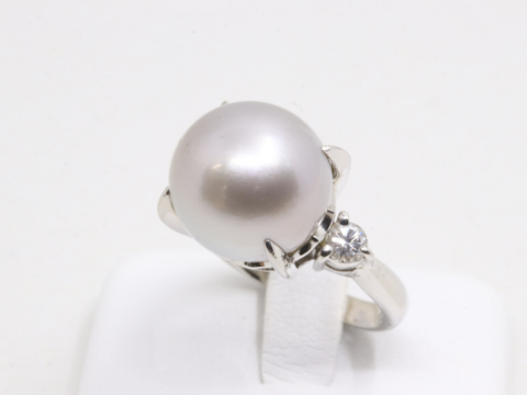 Pt900 パールダイヤリング D-036ct