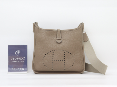 エルメス エブリンPM トリヨンクレマンス エトゥープ □I刻印