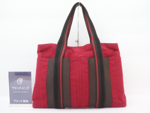 エルメス トロカホリゾンタルMM キャンバス レッド