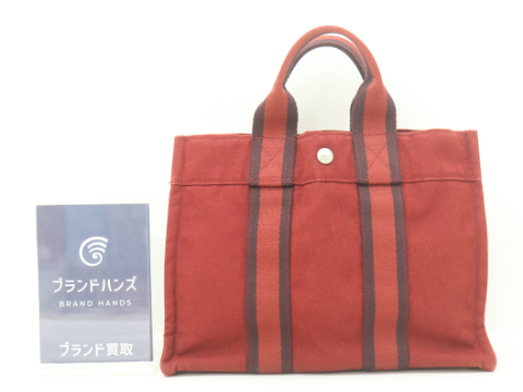 エルメス フールトゥPM キャンバス レッド ブラウン