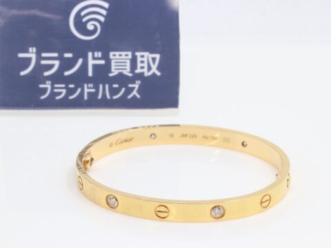 カルティエ 750PG ラブブレス ハーフダイヤ 33.2g