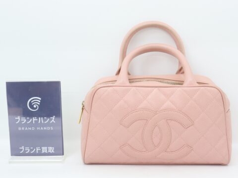 シャネル ココマーク ミニボストン キャビアスキン ピンク