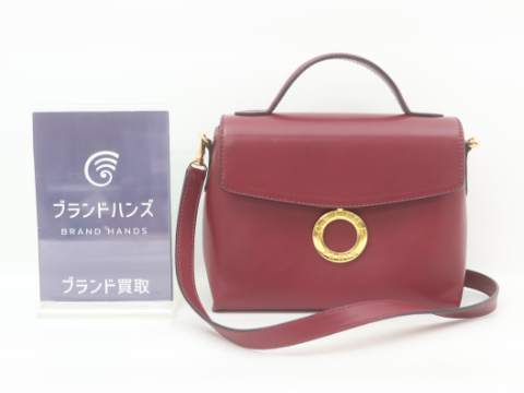 セリーヌ サークルロゴ レザー レッド ゴールド金具