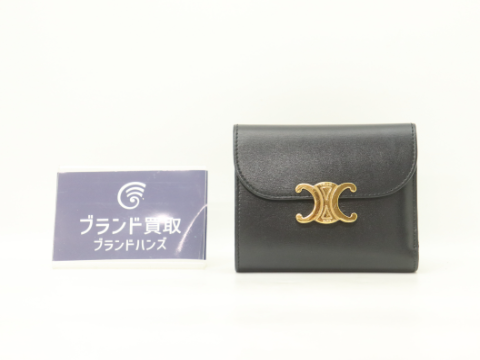 セリーヌ トリオンフ スモールウォレット レザー ブラック