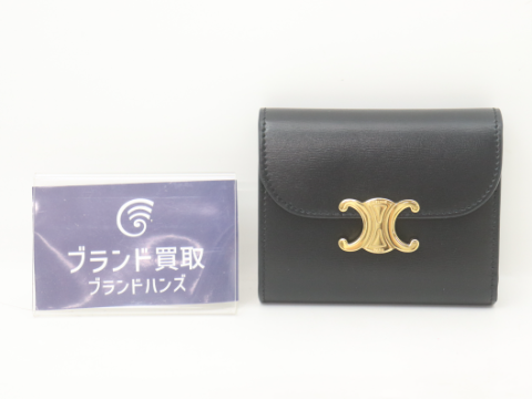 セリーヌ トリオンフ レザー コンパクトウォレット