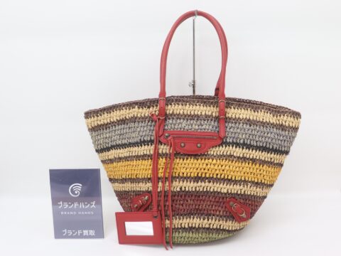 バレンシアガ ラフィア ストロー ハンドバッグ