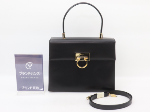 フェラガモ ガンチーニ レザー 2WAY ハンドバッグ