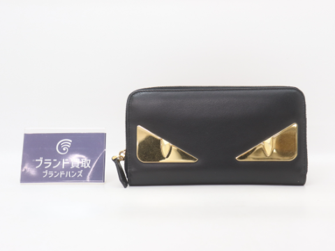 フェンディ モンスター ラウンドファスナー財布 ブラック