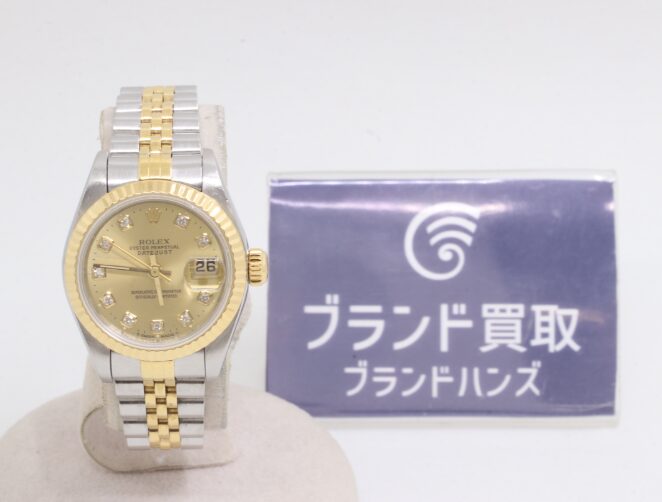 ロレックス デイトジャスト 69173G W番 SS×YG シャンパン文字盤 自動巻き