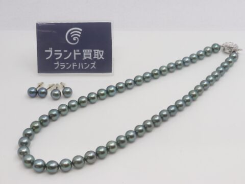黒真珠 SV刻印 ネックレス ピアスセット