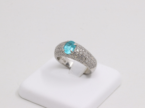 Pt900 パライバトルマリン ダイヤリング D-1.306ct