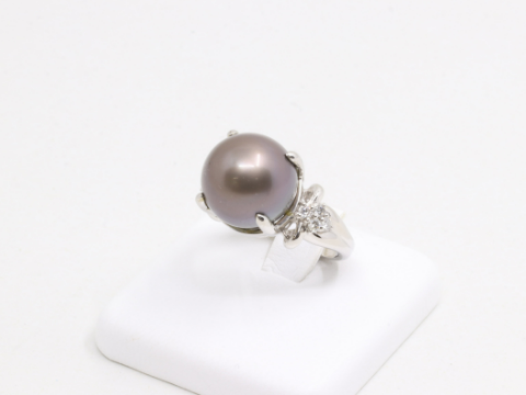 Pt900 パールダイヤリング D-0.20ct