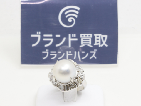 Pt900 パールダイヤリング D-1.17ct