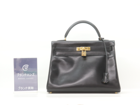 エルメス ケリー32 ボックスカーフ ブラック ▢B刻印 ゴールド金具