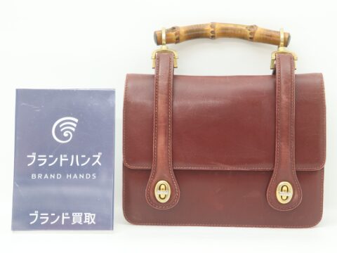 グッチ ジョルジオグッチ レザー バンブー ハンドバッグ