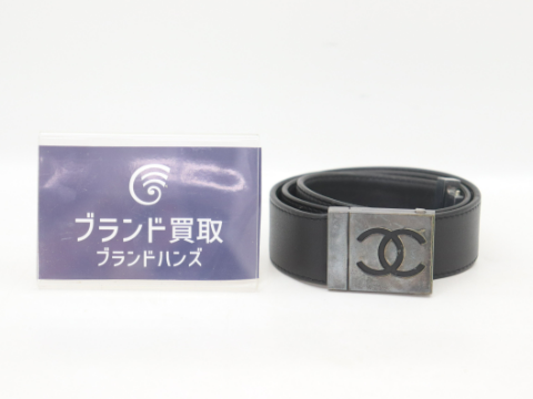 シャネル ココマーク ベルト 96P シルバー金具 ブラック