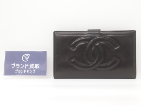 シャネル ココマーク ラムスキン ブラック ゴールド金具
