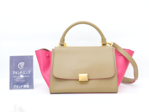 セリーヌ トラペーズ 2WAYバッグ バイカラー レザー