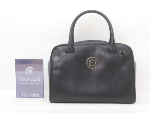 セリーヌ レザー サークルロゴ ハンドバッグ