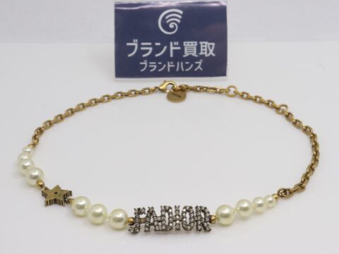 ディオール ジャディオール フェイクパール×ラインストーン ネックレス