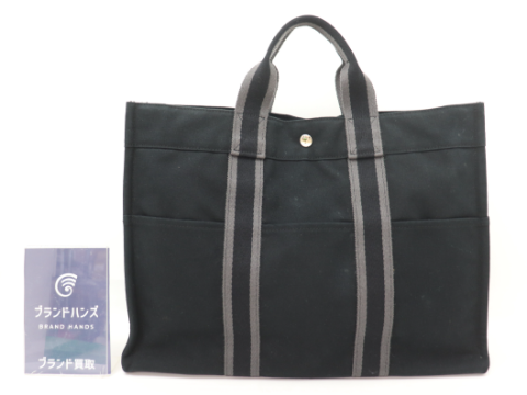 エルメス フールトゥGM キャンバス ブラック グレー