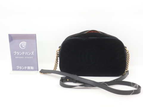 グッチ GGマーモント チェーンショルダー ベロア ブラック 447632