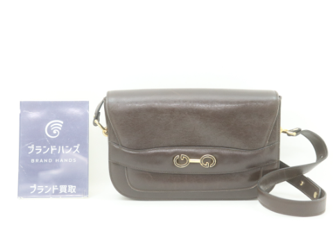 グッチ オールド レザー ブラウン ゴールド金具